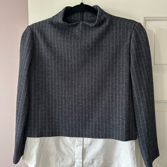 THEORY Gracila Multi Orlene Stripe Knit Shirtail Top Sz S - Picture 2 of 4